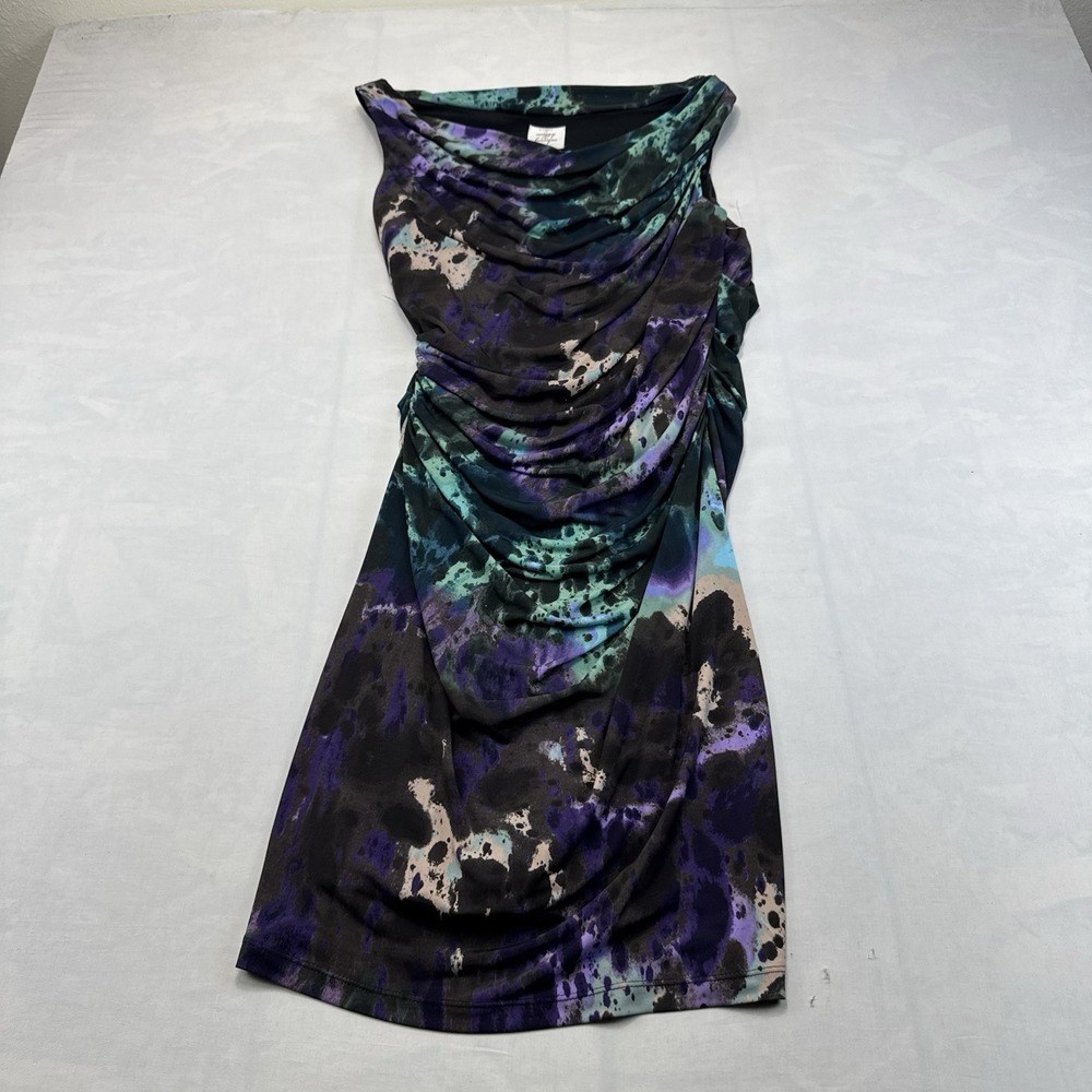 Maggie Boutique Womens Size 6 Abstract Ruched Draped Sleeveless Dress